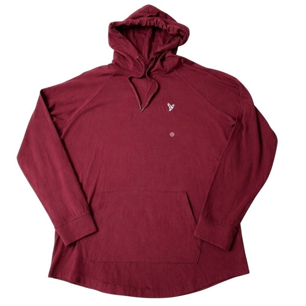 American Eagle Soft Hoodie Hooded Tee T-shirt Men L Burgundy Streetwear NEW